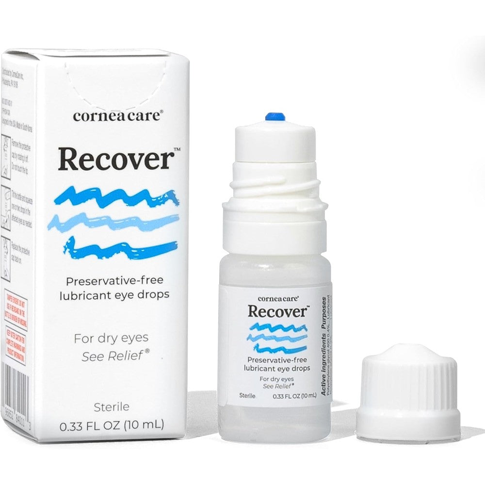 CorneaCare Recover eye drops front view of bottle and packaging for dry eye relief