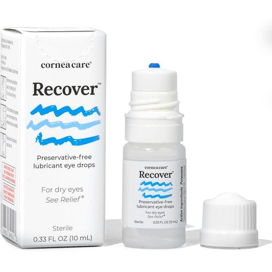 CorneaCare Recover eye drops front view of bottle and packaging for dry eye relief