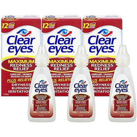 Clear Eyes Maximum Redness Relief 3 pack front view