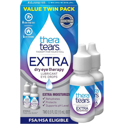 TheraTears Extra Dry Eye Therapy Twin Pack front view for lubricating relief.
