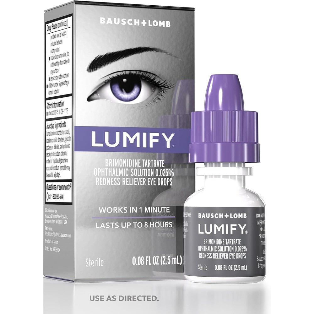 LUMIFY Redness Reliever Eye Drops front view of 2.5 milliliter bottle