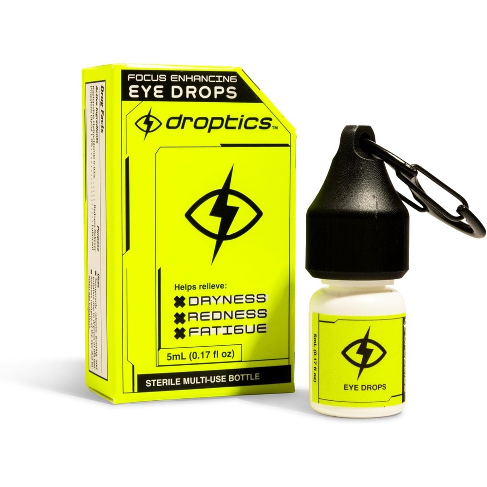 Droptics Extra Strength Redness Relief Eye Drops front packaging view for clear eyes