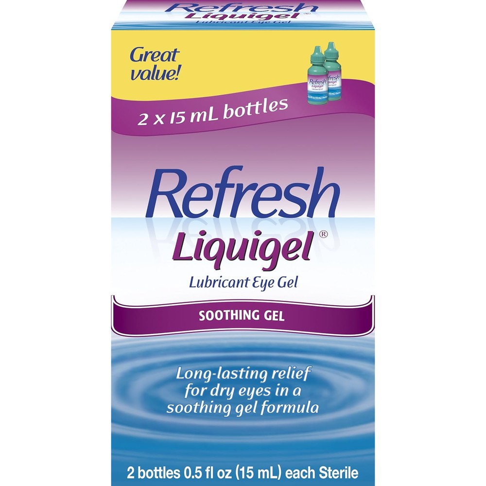 Refresh Liquigel Lubricant Eye Gel two bottle pack front view for dry eye relief.