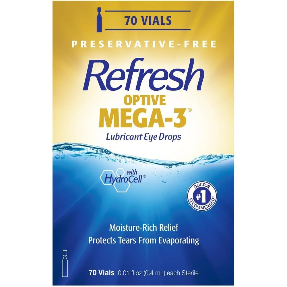 Refresh Optive Mega-3 Preservative-Free Eye Drops front packaging view