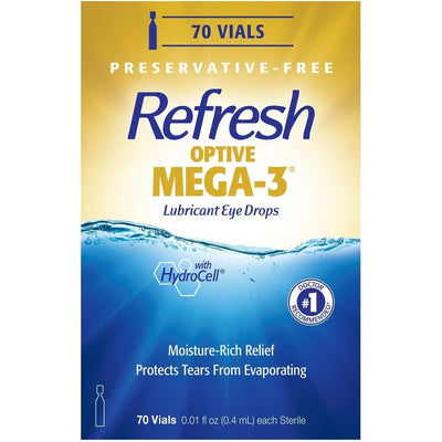 Refresh Optive Mega-3 Preservative-Free Eye Drops front packaging view
