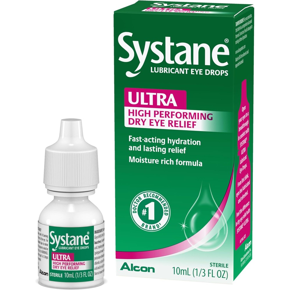 Systane Ultra Lubricant Eye Drops 10ml bottle front view for dry eye relief.
