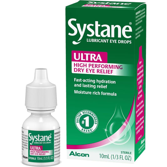 Systane Ultra Lubricant Eye Drops 10ml bottle front view for dry eye relief.