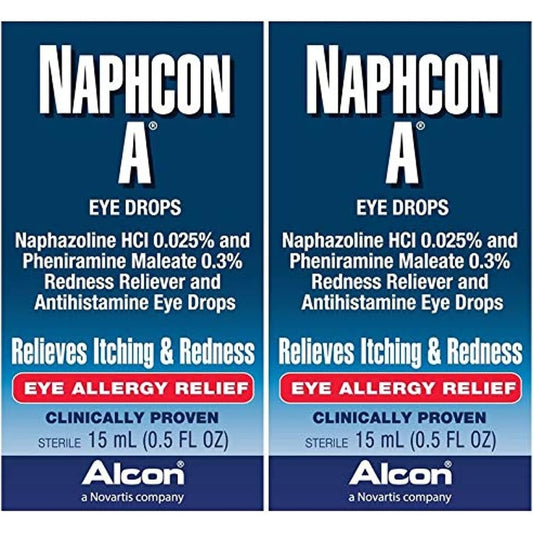 Naphcon-A Allergy Eye Relief Drops 15ml 2-count pack front view