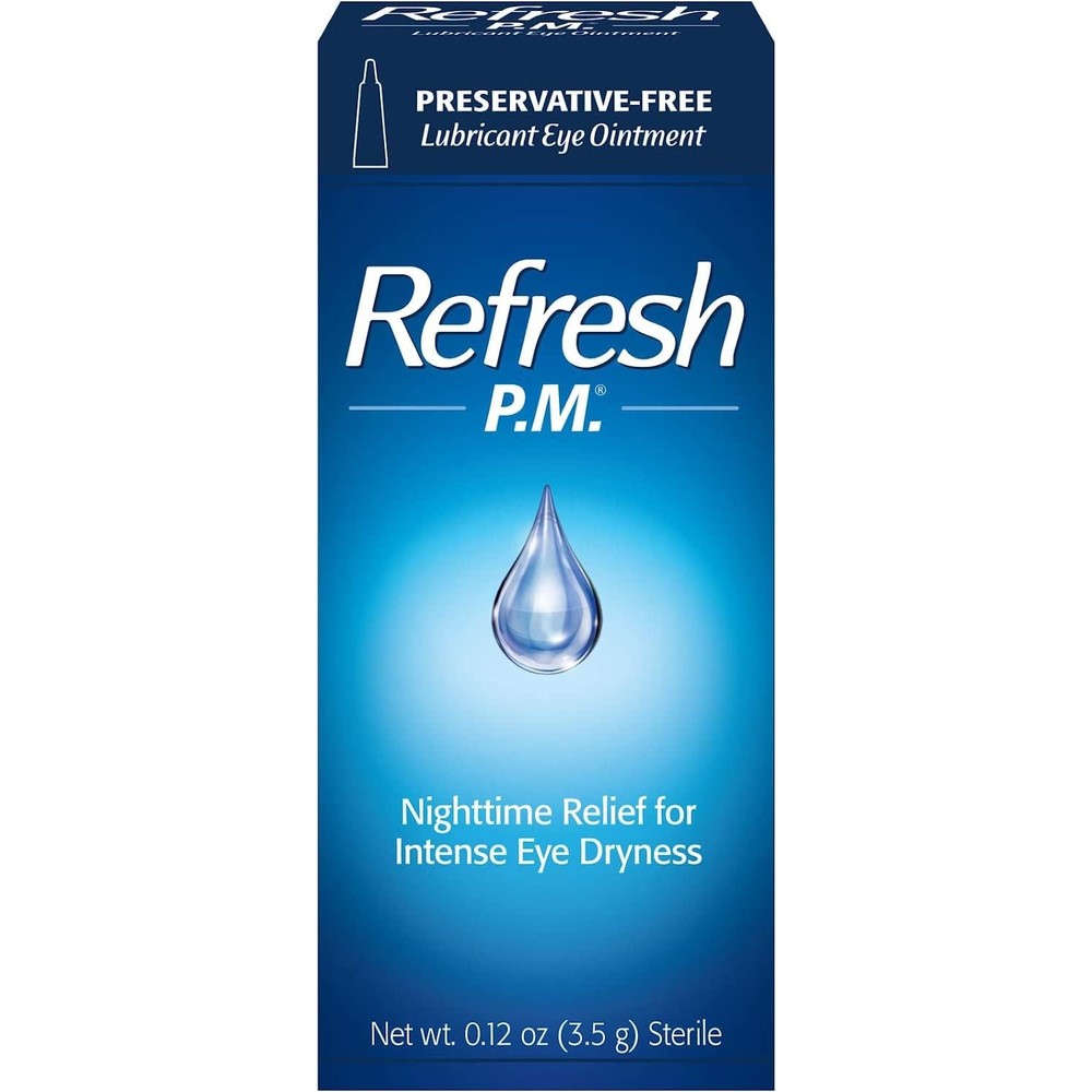 Allergan Refresh P.M. Lubricant Eye Ointment front view for nighttime dry eye relief.