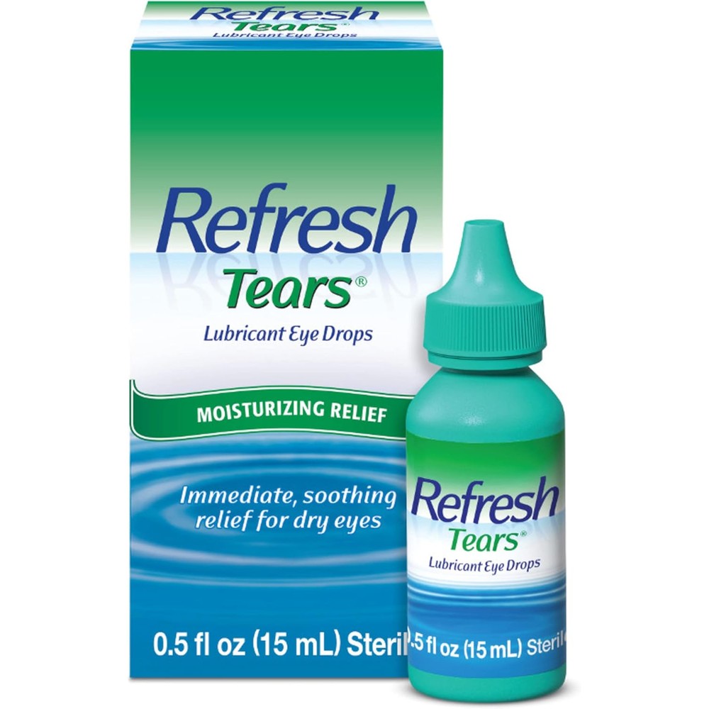 Refresh Tears Lubricant Eye Drops 0.5 Fluid Ounce front view for dry eye relief.