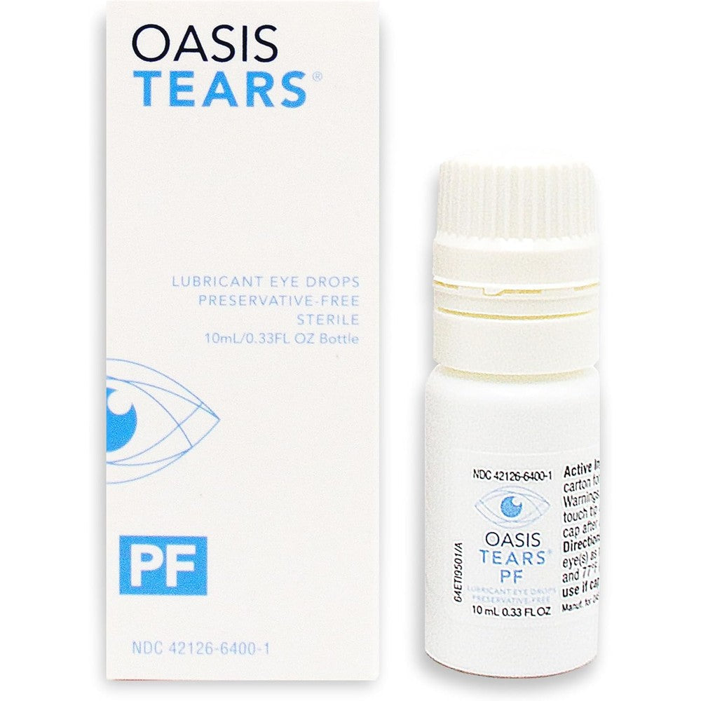Oasis Tears OT6400 PF preservative-free lubricant eye drops front view for dry eye relief.