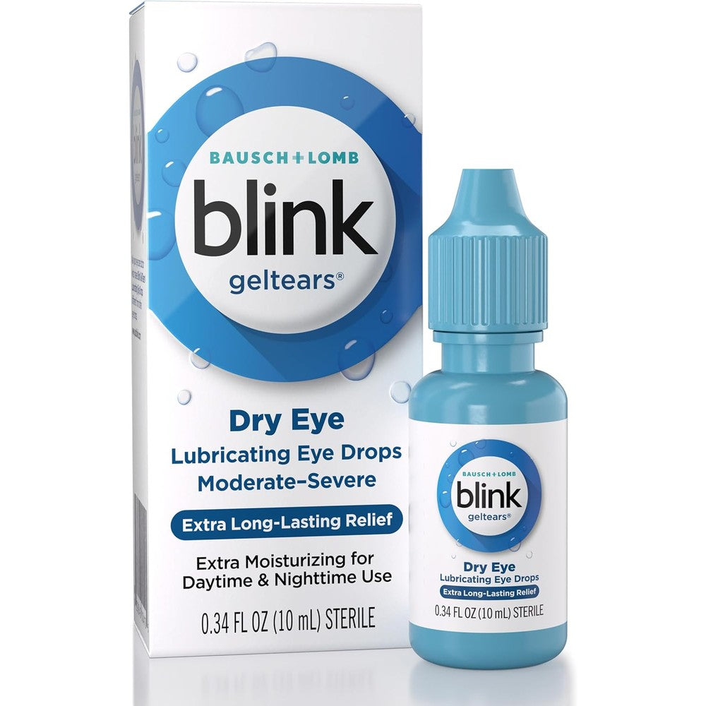 Blink GelTears Lubricating Eye Drops front view for moderate dry eye relief.