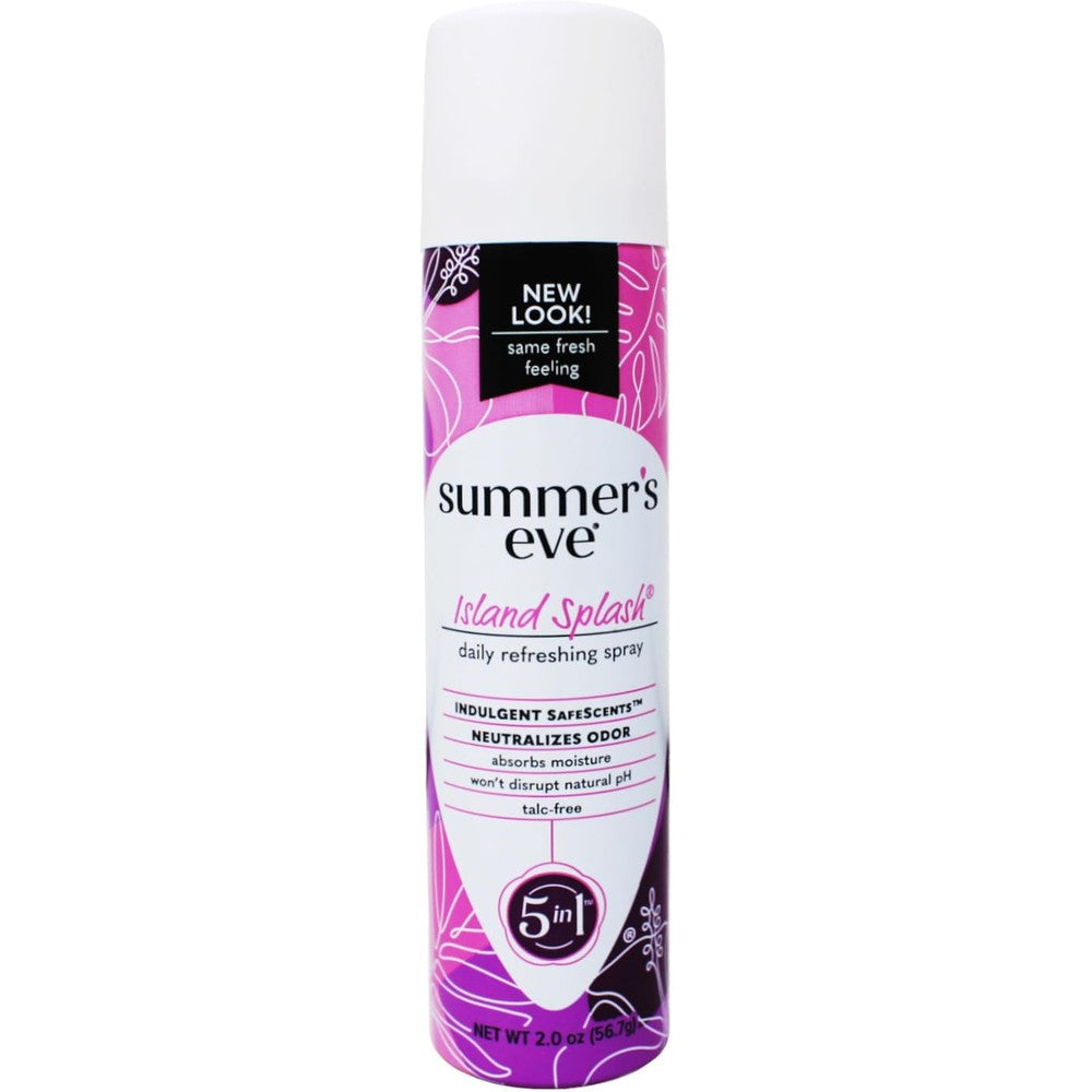 Summer's Eve Feminine Deodorant Spray Island Splash front view authentic USA import.