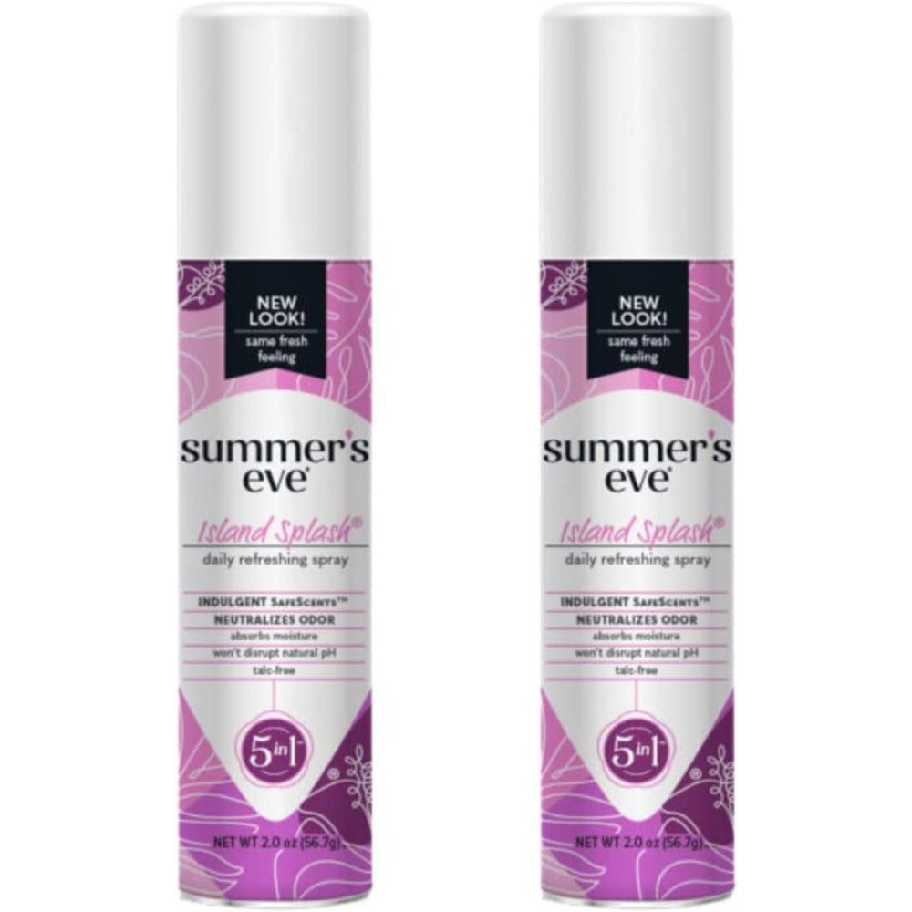 Summer's Eve Island Splash Daily Refreshing Spray front view for feminine hygiene.