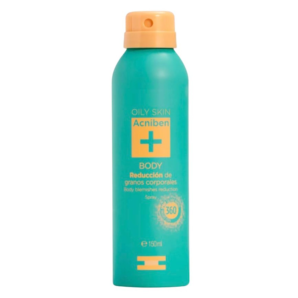 ISDIN Acniben Body Spray 150ml front view for body acne treatment.