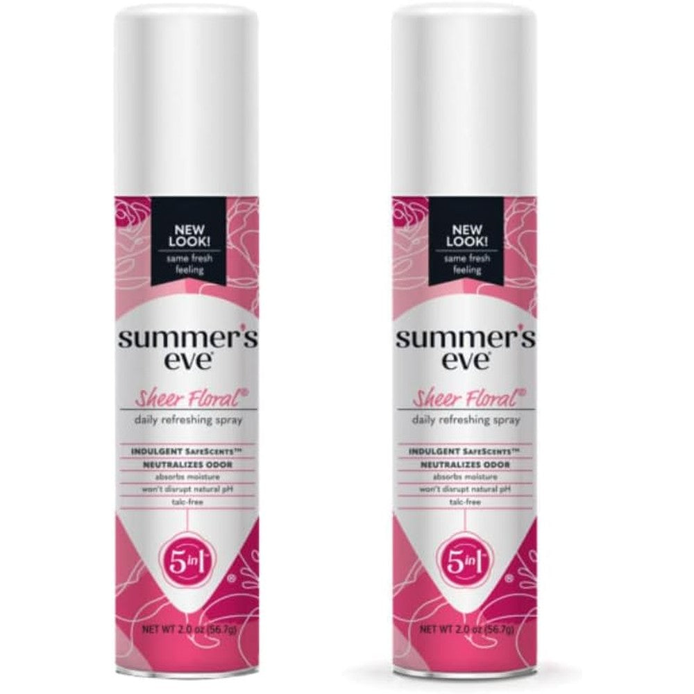 Summer's Eve Freshening Spray Sheer Floral 2 Pack front view daily feminine care