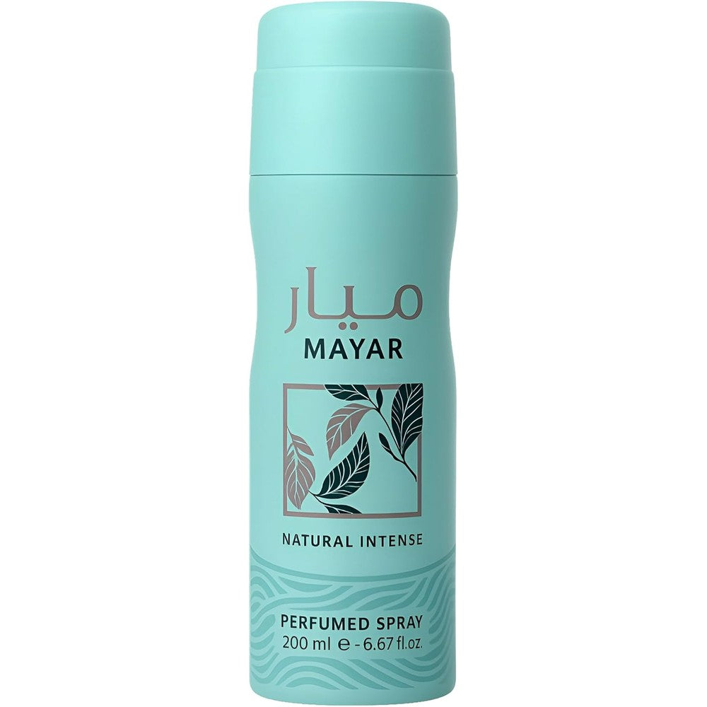Lattafa Mayar Natural Intense 200ml deodorant spray bottle front view for women.