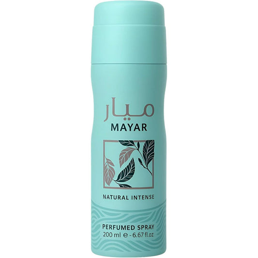 Lattafa Mayar Natural Intense 200ml deodorant spray bottle front view for women.