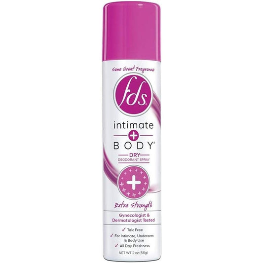 FDS Hypoallergenic Intimate Deodorant Spray Extra Strength 2 Ounce front view feminine hygiene