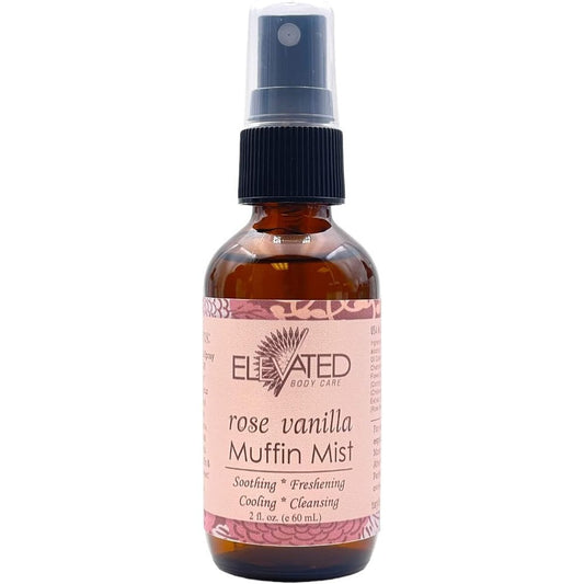 Taylors Elevated Muffin Mist Rose Vanilla front view bottle for feminine hygiene.