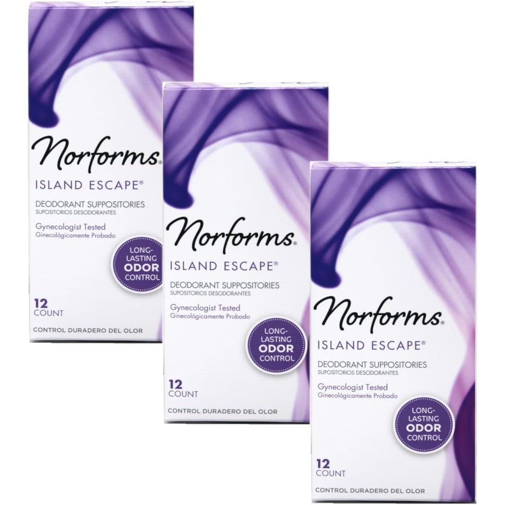 Norforms Island Escape Feminine Deodorant Suppositories front view for internal odor control.