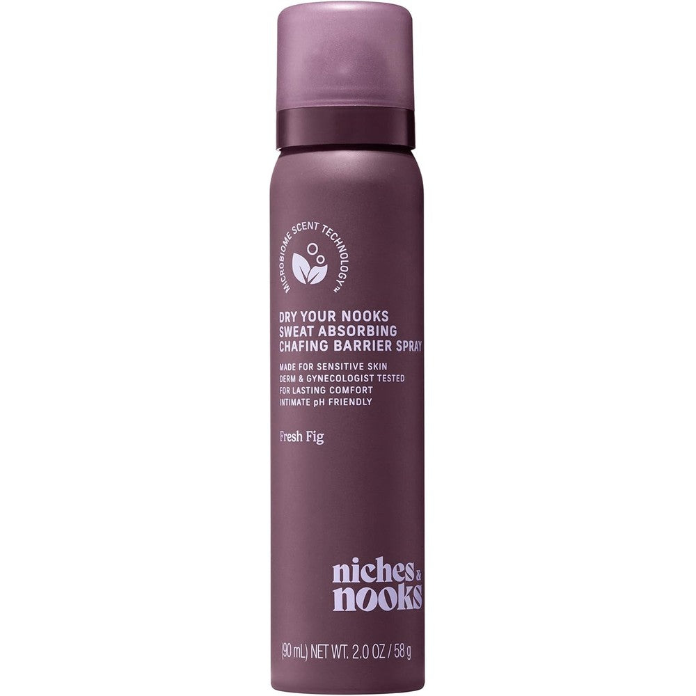 Niches & Nooks Sweat Absorbing Chafing Barrier Spray front view for intimate care.