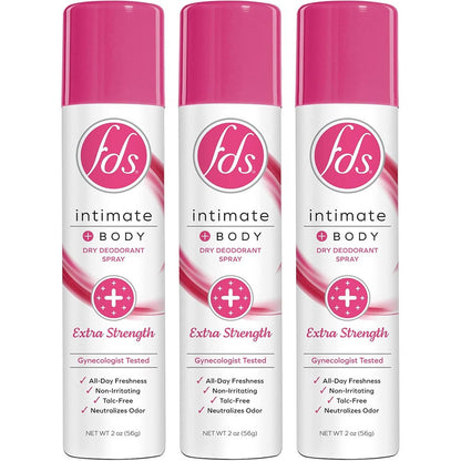 FDS Extra Strength Intimate Deodorant Spray front view for feminine hygiene.