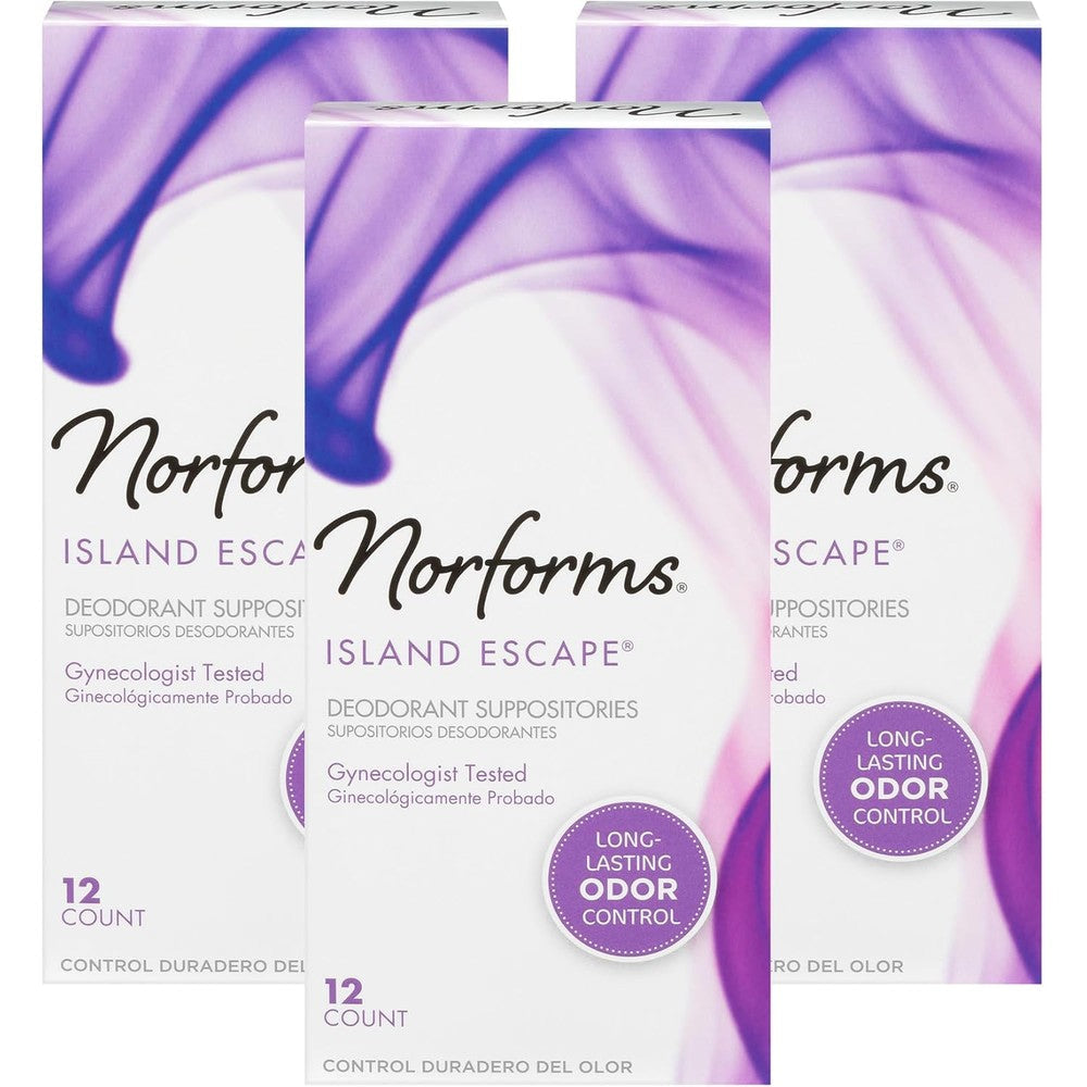 Norforms Feminine Deodorant Suppositories Island Escape 3 pack front view