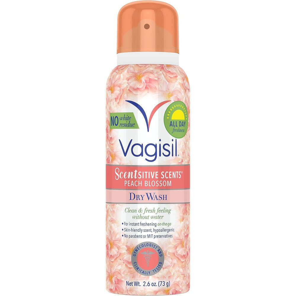 Vagisil Scentsitive Scents Feminine Dry Wash front view peach blossom fragrance