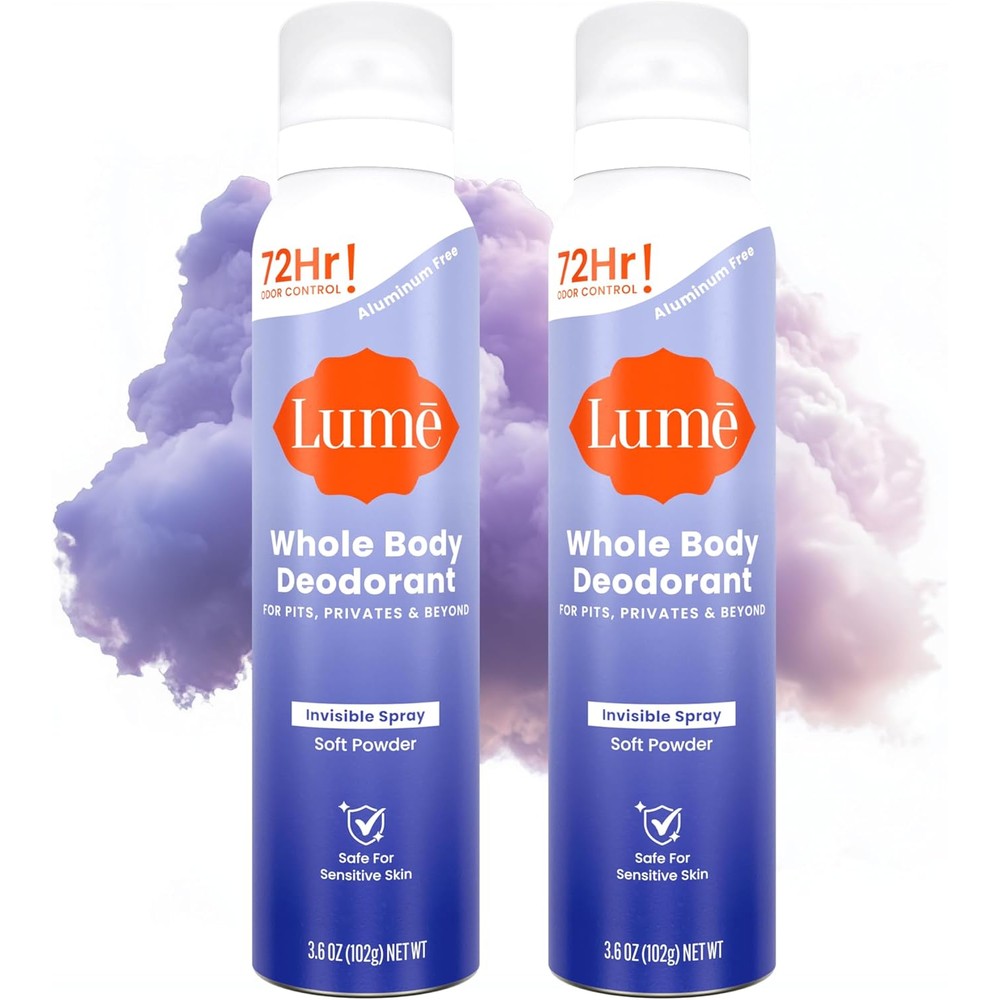 Lume Invisible Spray Deodorant Soft Powder front view for whole body odor protection.