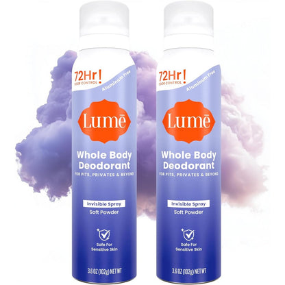 Lume Invisible Spray Deodorant Soft Powder front view for whole body odor protection.
