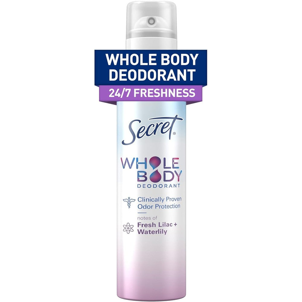 Secret Whole Body Deodorant Spray front view for 72 hour freshness