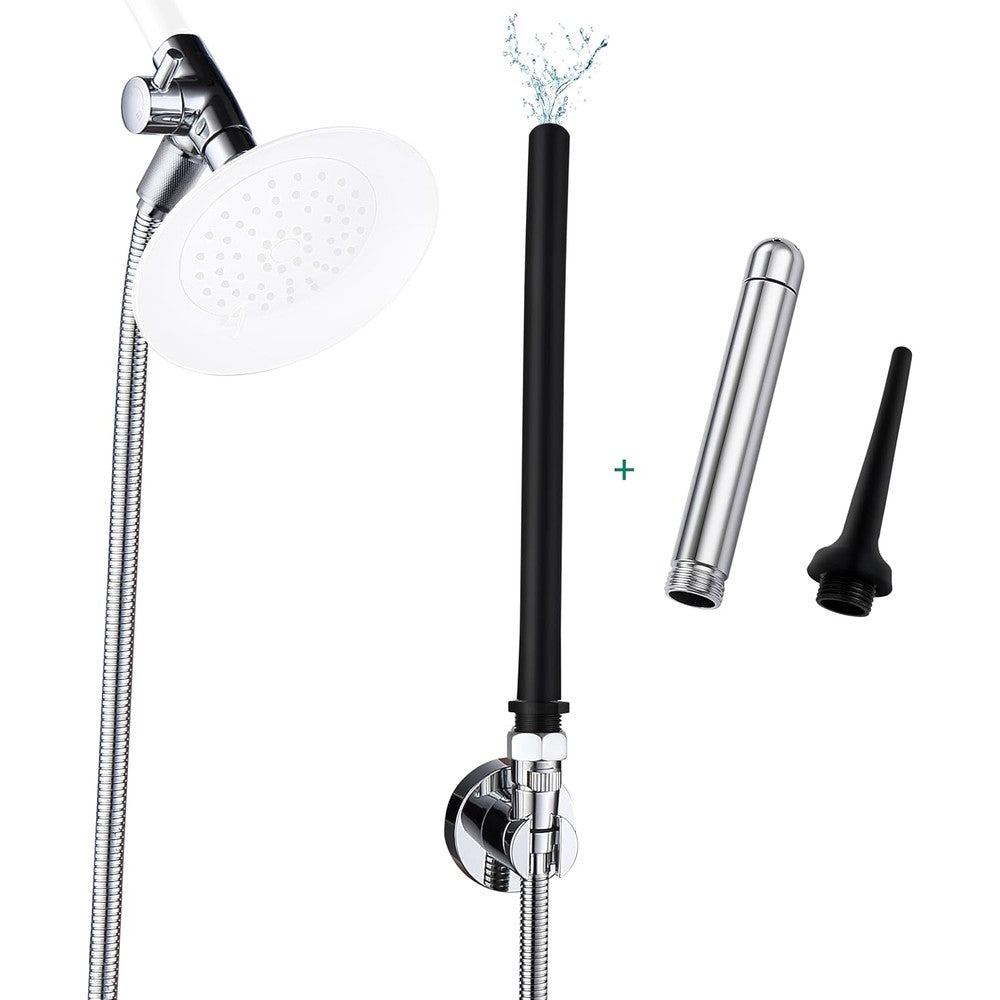 V-Frankness shower enema system front view with polished chrome finish