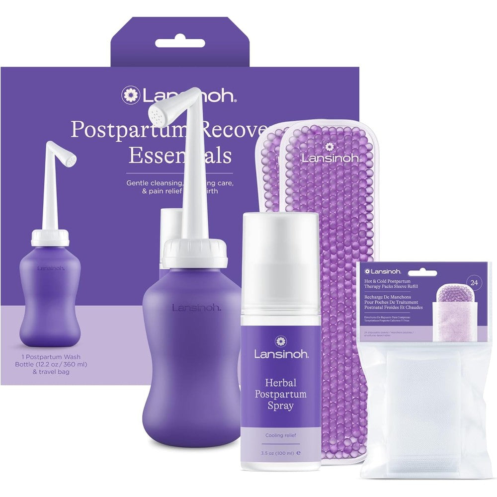 Lansinoh Bounce Back Postpartum Bundle front view showing 16 piece gift set