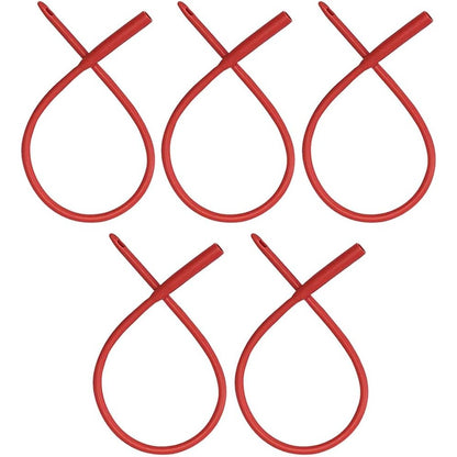 PE Premium Enema Red Latex Catheter 20FR front view showing 5 pack set for colon cleansing.