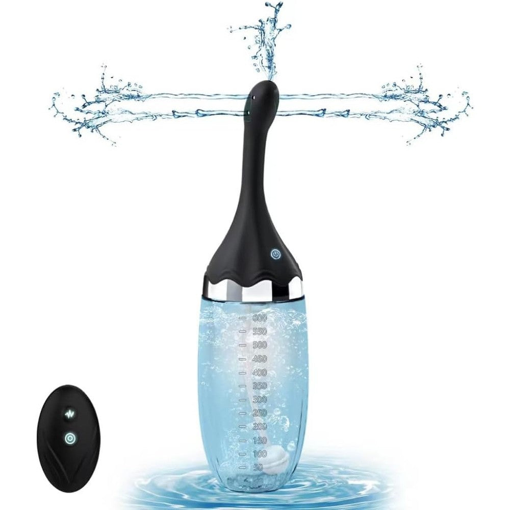 Saitong Automatic Electric Enema Bulb 20 ounce front view with remote control.