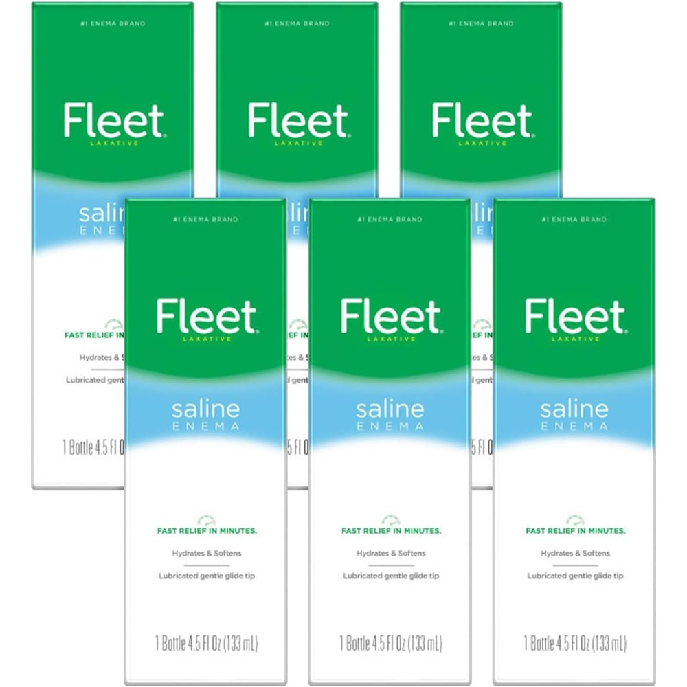 Fleet Enema Saline 6 Pack front view for constipation relief