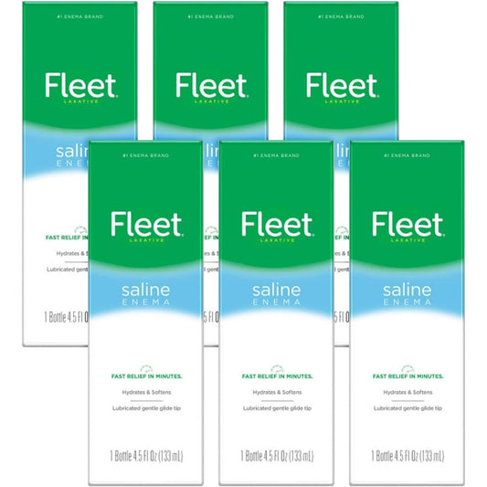 Fleet Enema Saline 6 Pack front view for constipation relief