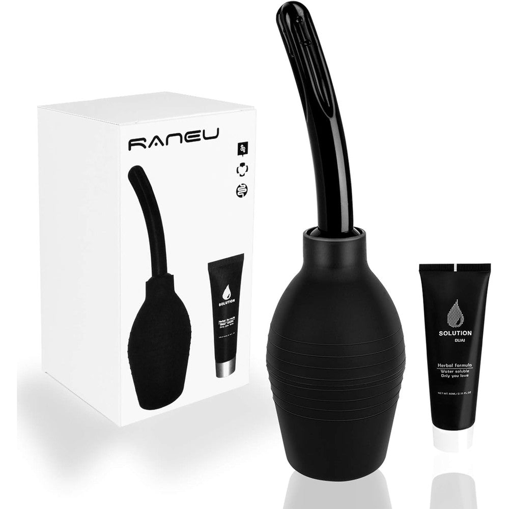 RANEU Enema Bulb Kit front view showing black silicone bulb and nozzle.