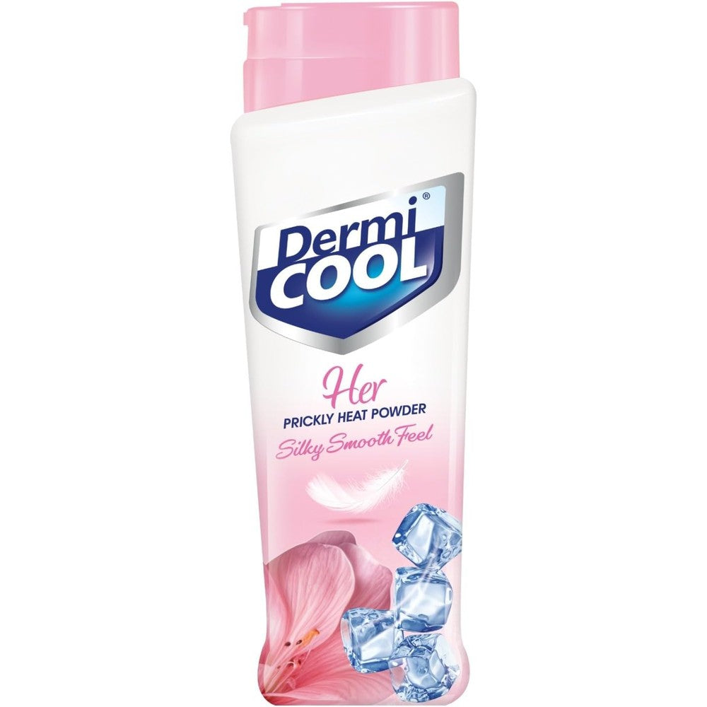 Dermicool Her Prickly Heat Powder 400 gram front view for sweat protection.