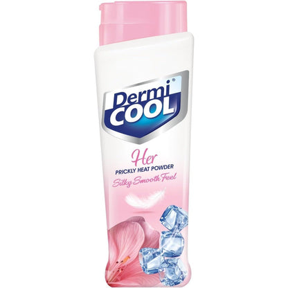 Dermicool Her Prickly Heat Powder 400 gram front view for sweat protection.