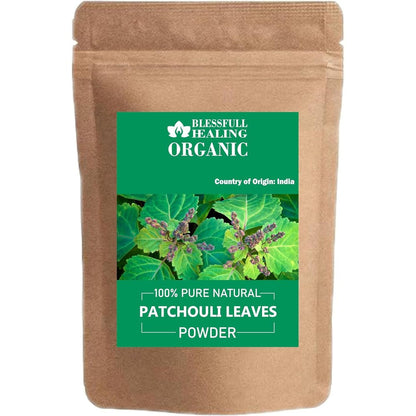 Blessfull Healing Organic Patchouli Leaves Powder front view for aromatherapy