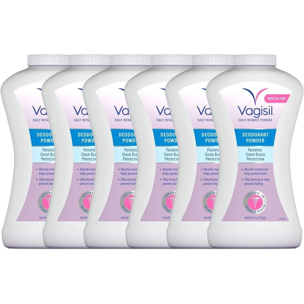 Vagisil Odor Block Deodorant Powder 8 Ounce front view intimate hygiene.