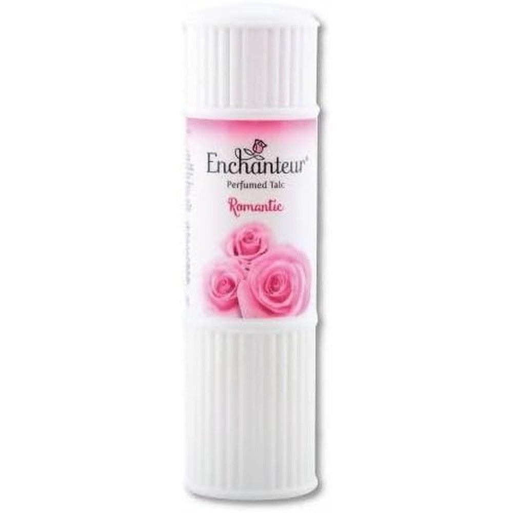 Enchanteur Romantic Perfumed Talc 125g front view floral body powder