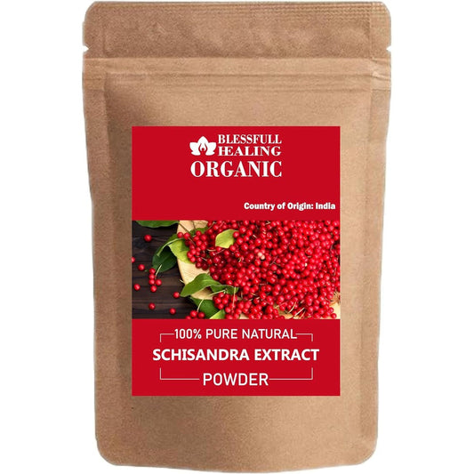 Blessfull Healing Organic Schisandra Extract Powder front view showing natural adaptogen supplement.