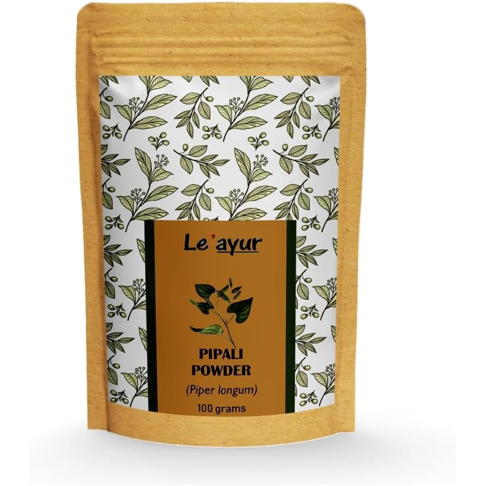 Le'ayur Pipali Powder 100g front packaging for respiratory wellness.