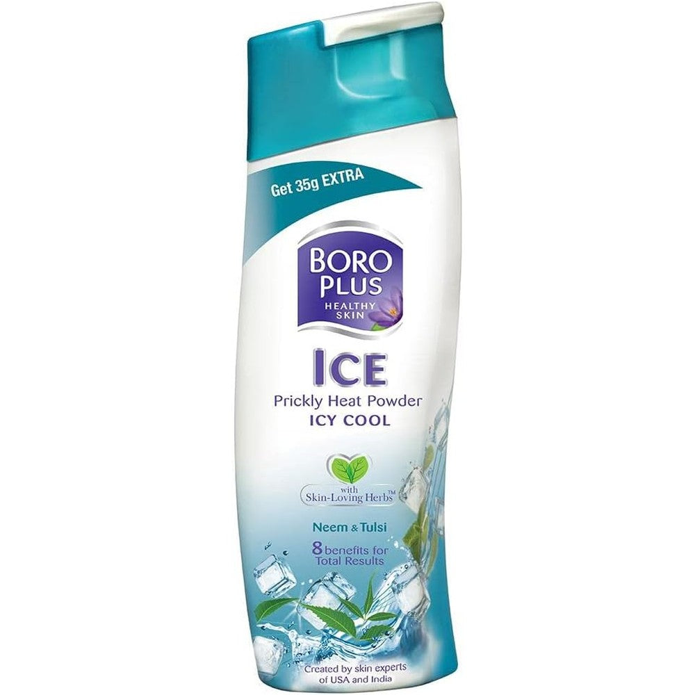 BoroPlus Prickly Heat Ice Cool Powder 150g bottle front view for heat rash relief.