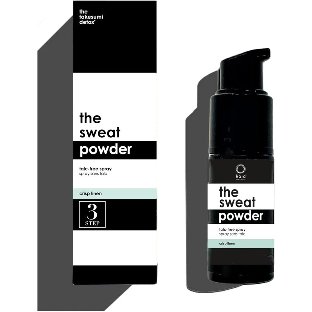 Kaia Naturals Takesumi Detox Sweat Powder Spray front view for sweat control.