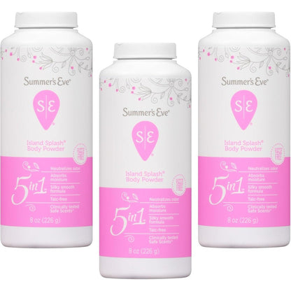 Summer's Eve Island Splash Body Powder front view authentic imported feminine care.
