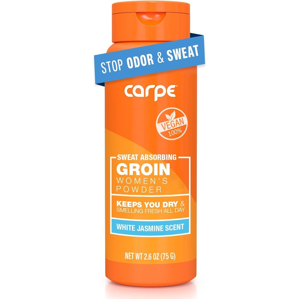 Carpe Sweat Absorbing Body Powder for Women front view showing White Jasmine variant